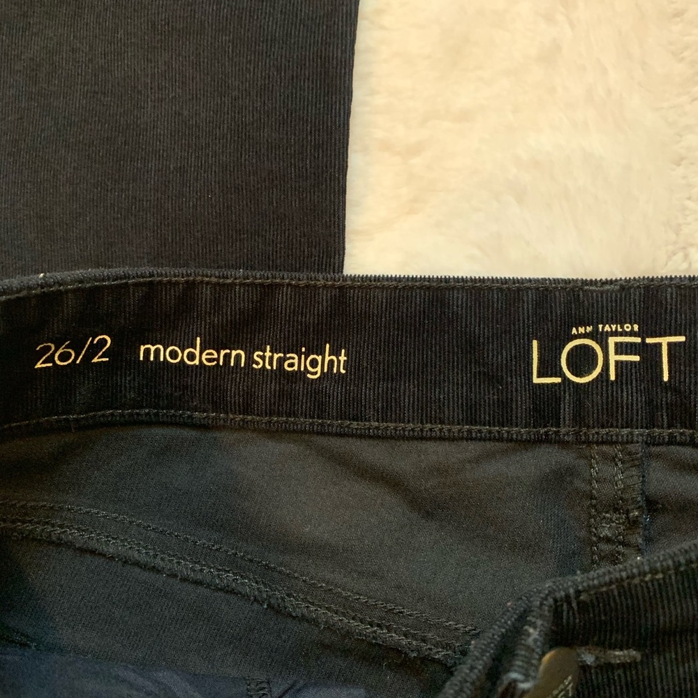 LOFT Modern Straight Corduroy Jeans Black Sz 26/2 - Picture 4 of 4